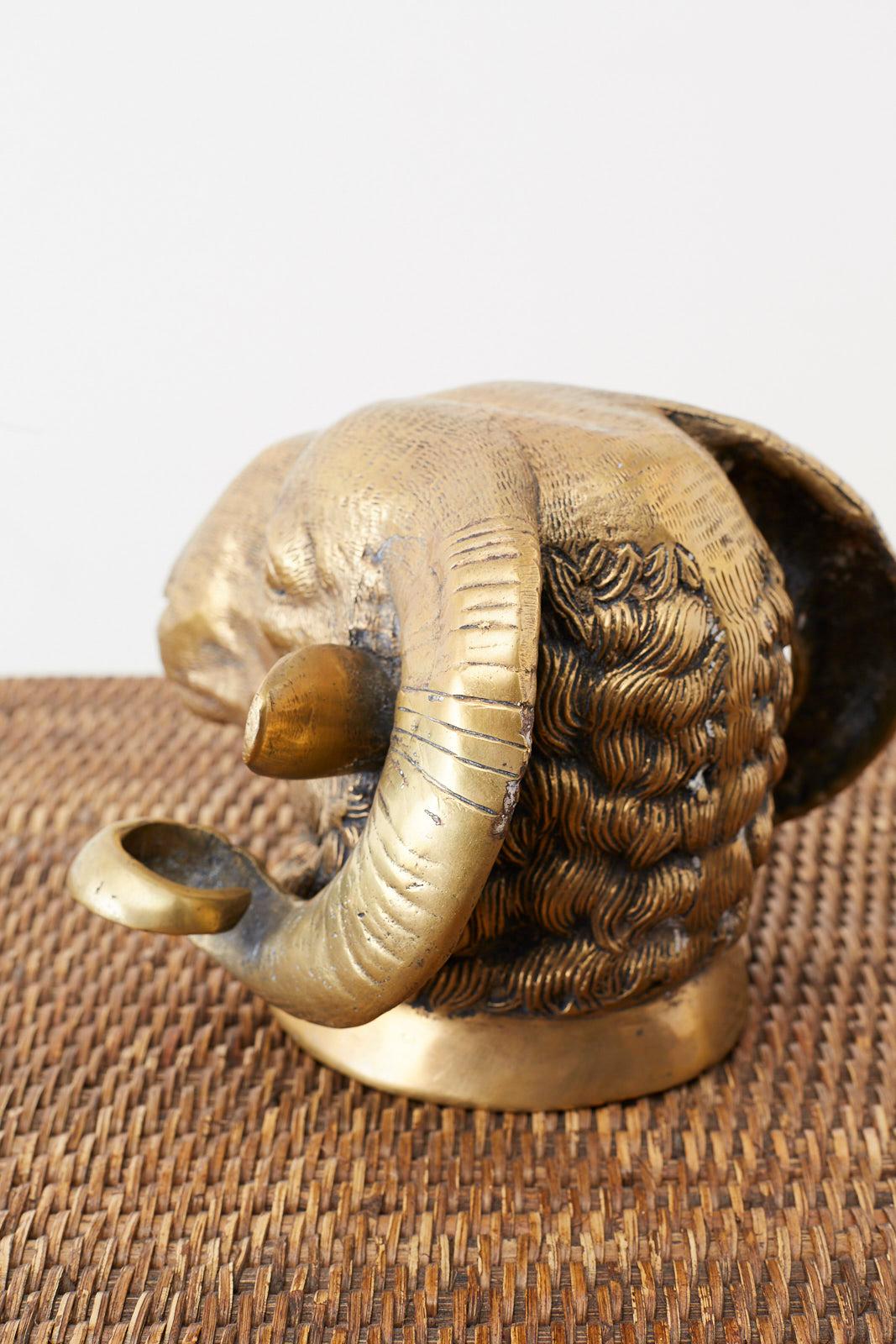 Italian Patinated Brass Big Horn Ram's Head 3
