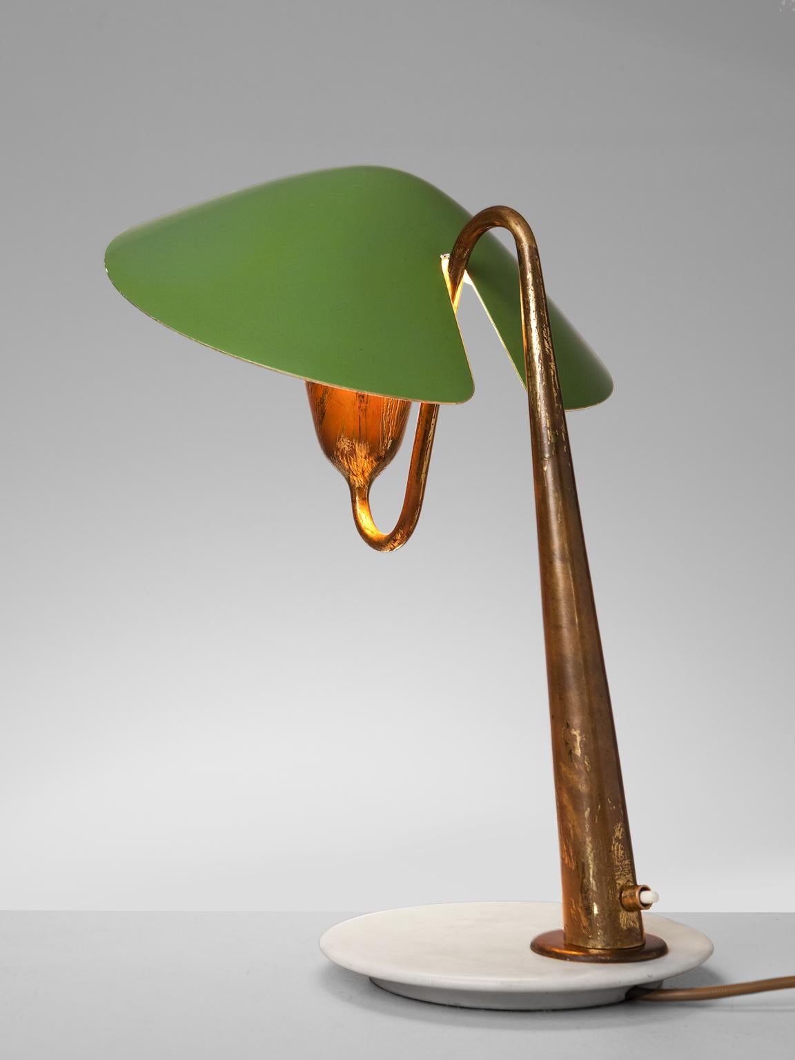 Mid-Century Modern Italian Patinated Brass Desk Light, circa 1950
