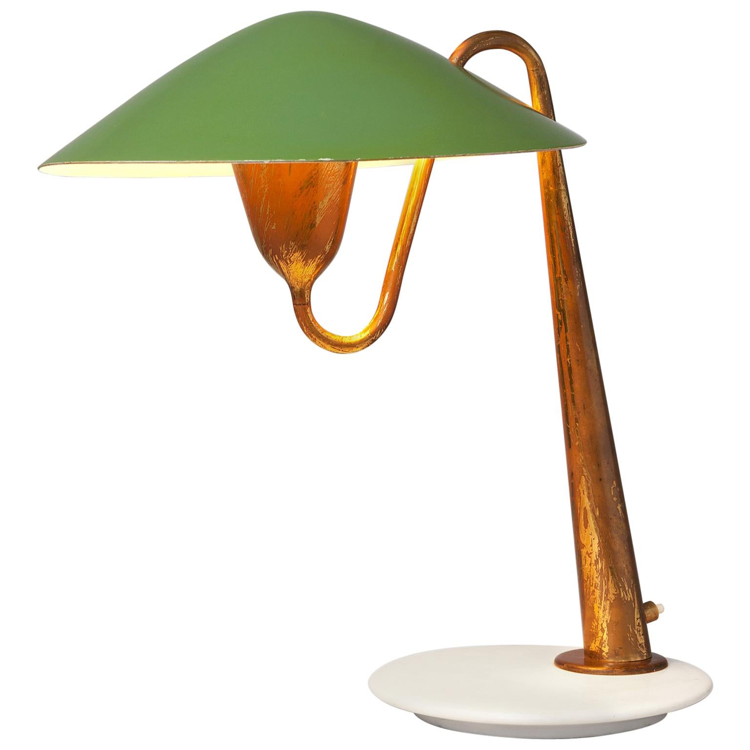 Italian Patinated Brass Desk Light, circa 1950