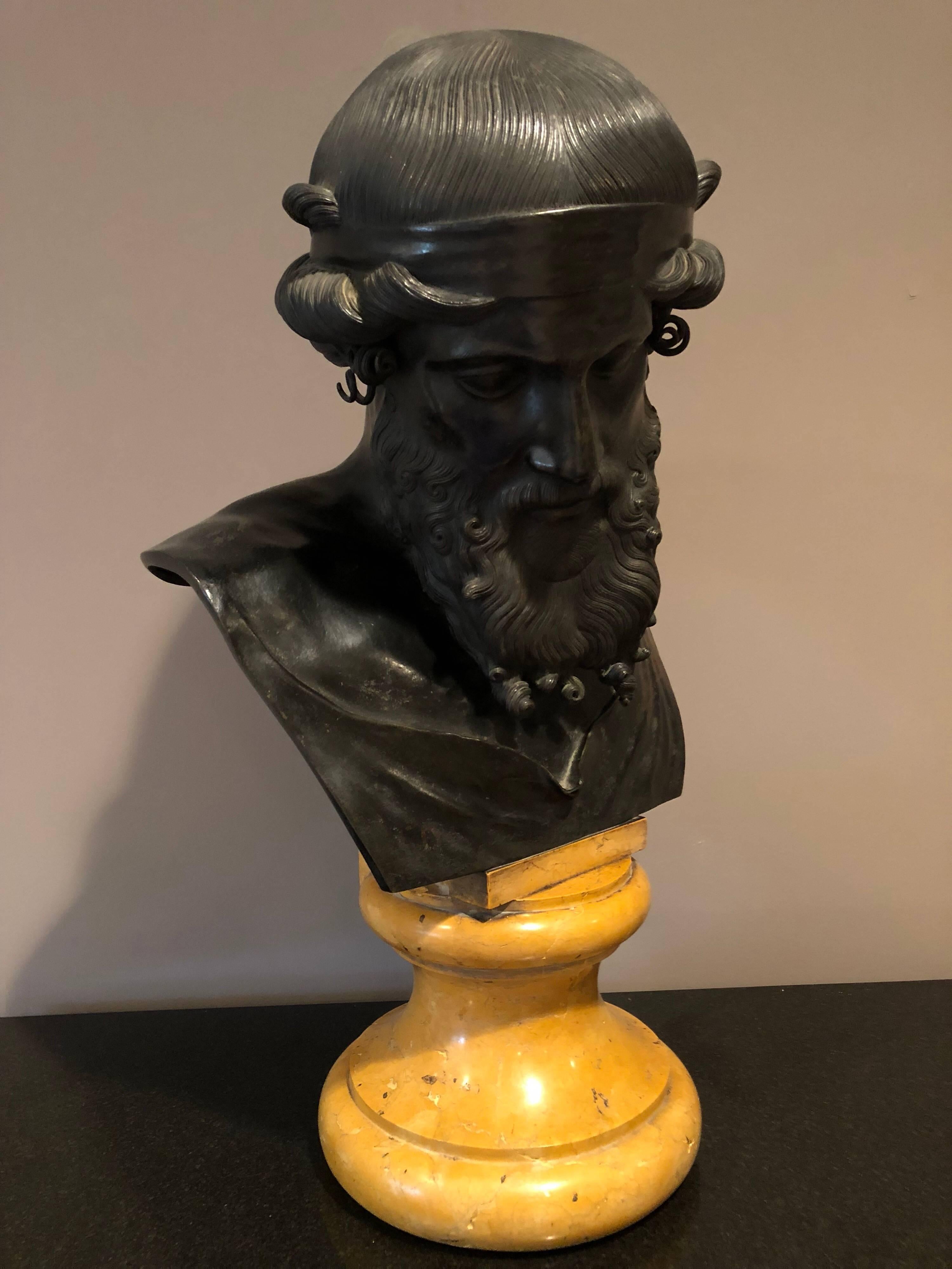 Classical Roman Italian Patinated Bronze Bust of Plato