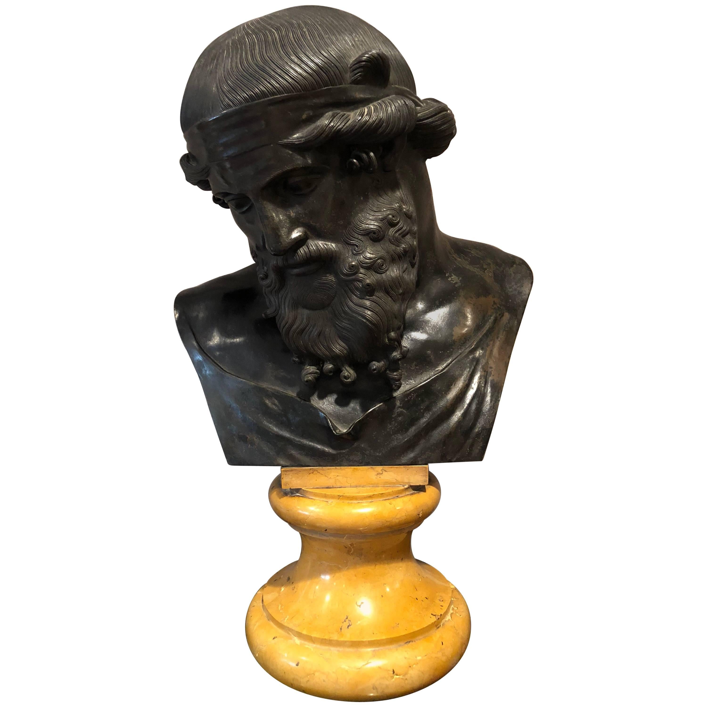 Italian Patinated Bronze Bust of Plato
