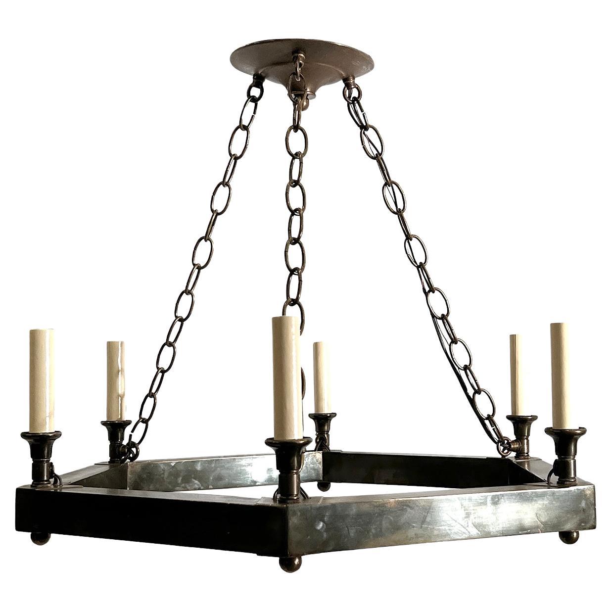 Italian Patinated Bronze Chandelier 