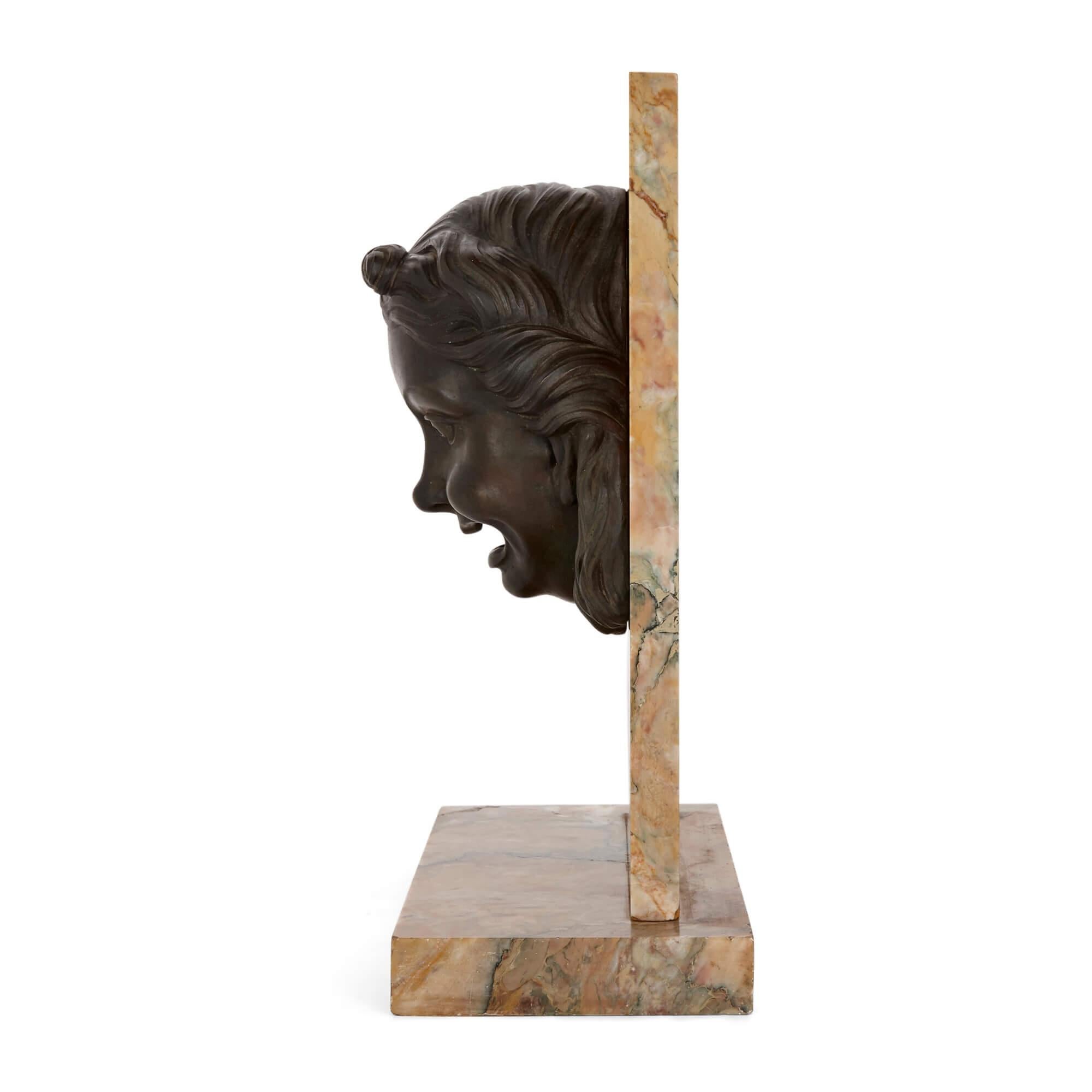 Patinated Italian patinated bronze figurative fountain mouth For Sale