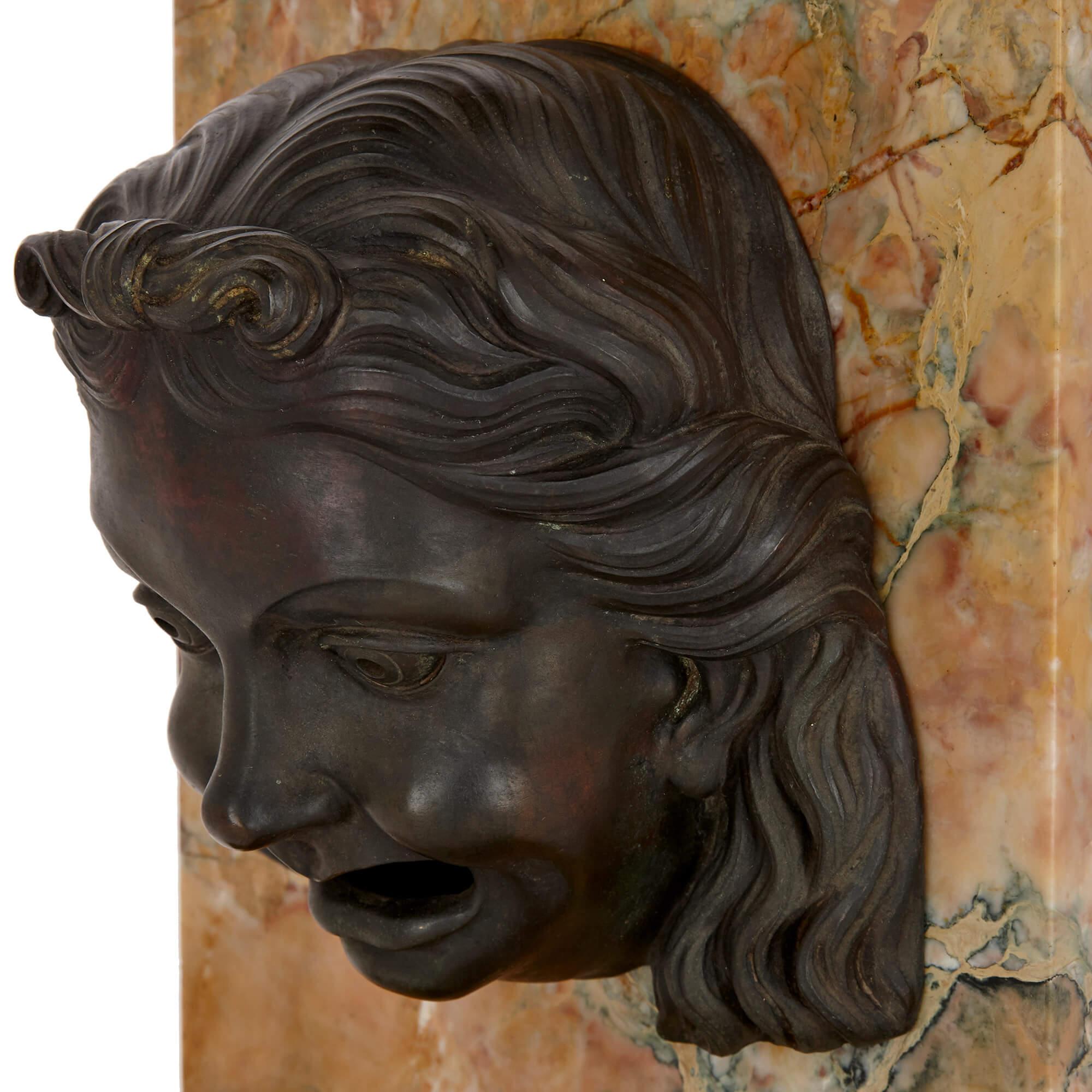 19th Century Italian patinated bronze figurative fountain mouth For Sale