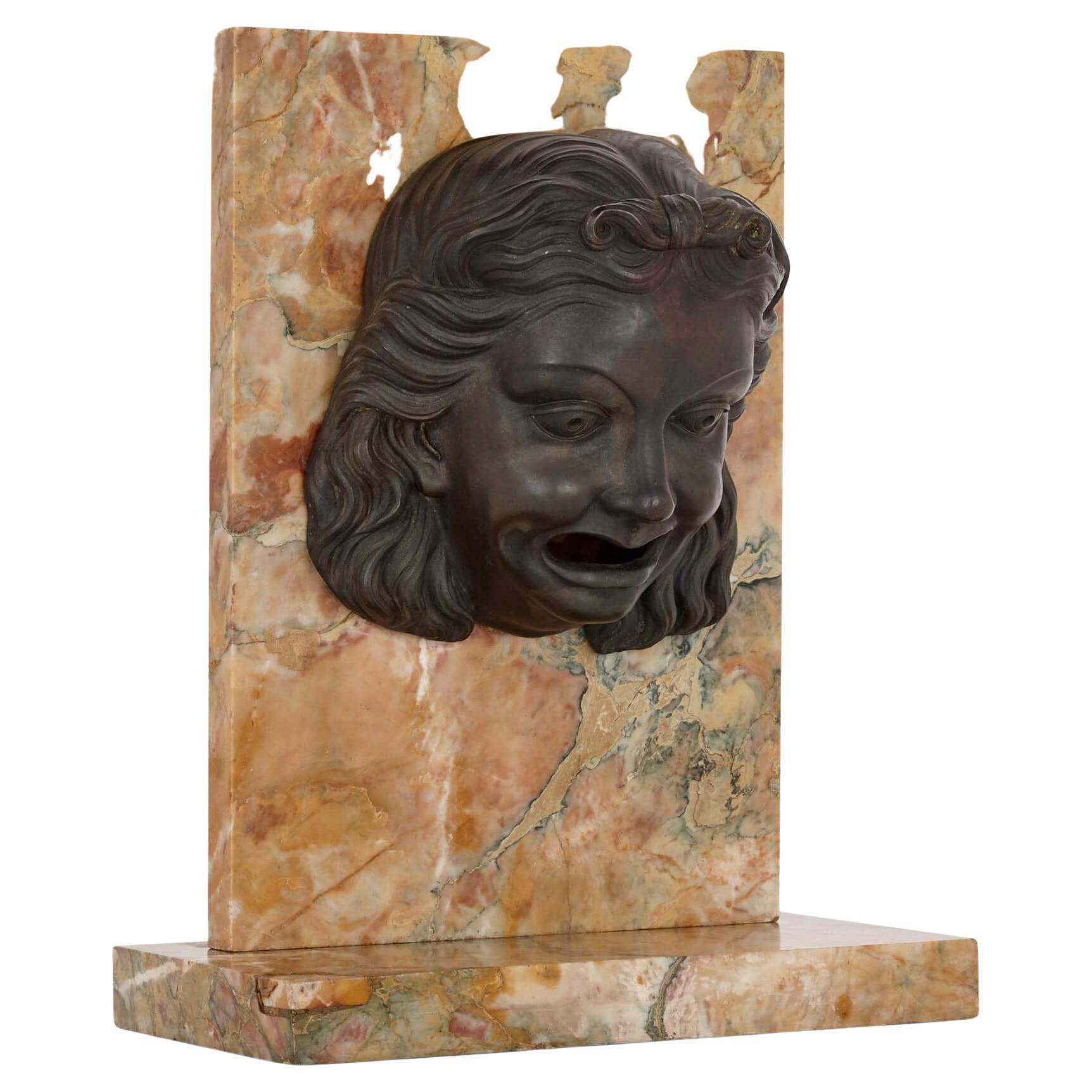 Italian patinated bronze figurative fountain mouth For Sale