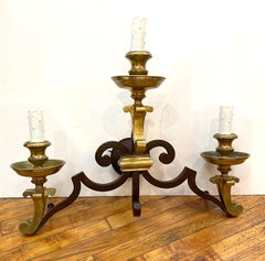 Italian Patinated Iron & Brass Accent Hollywood Regency Sconce
