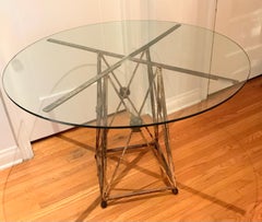 Italian Patinated Metal Base Center or Dining Table with Medusa Head Details