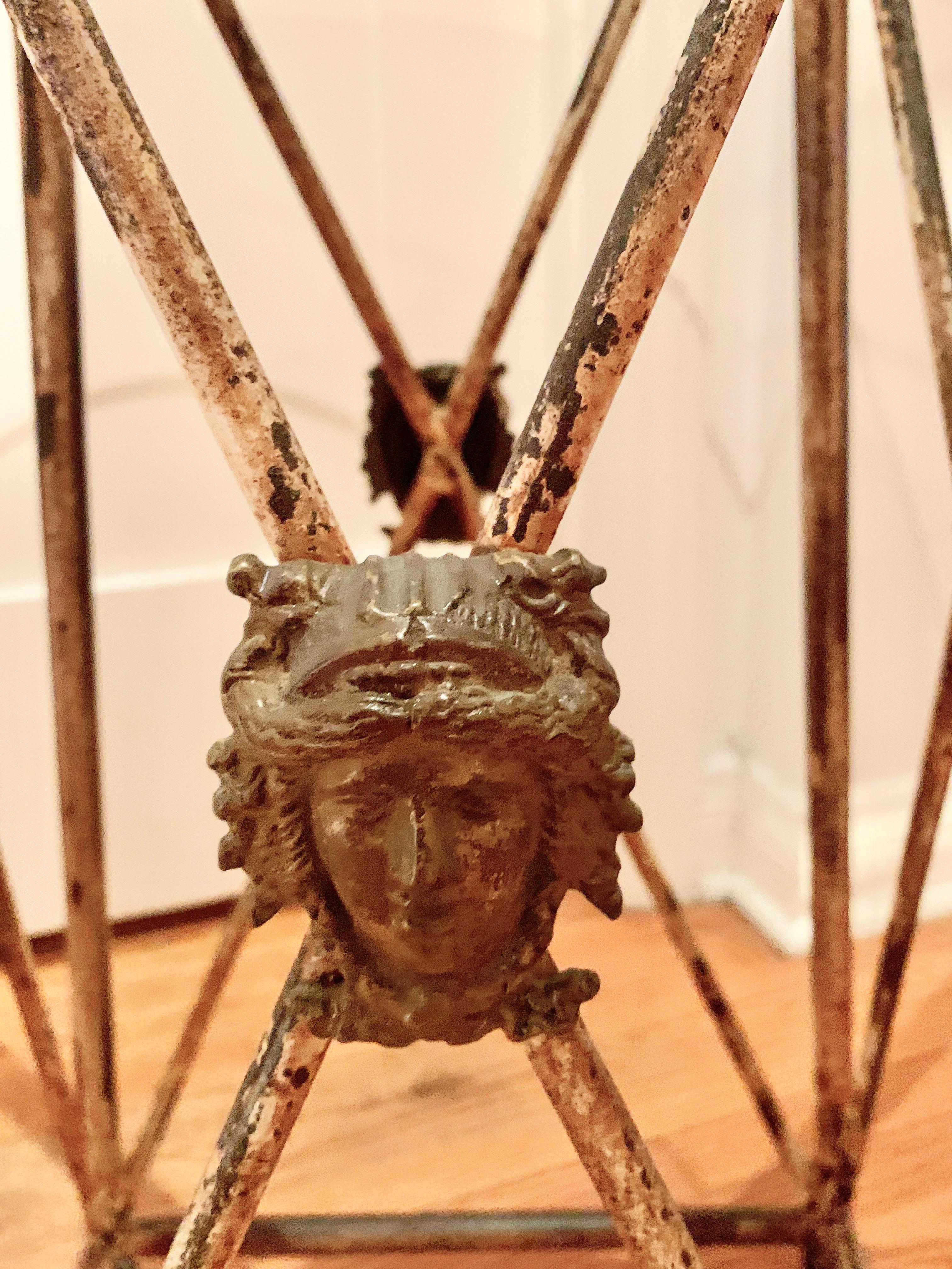20th Century Italian Patinated Metal Base Center or Dining Table with Medusa Head Details