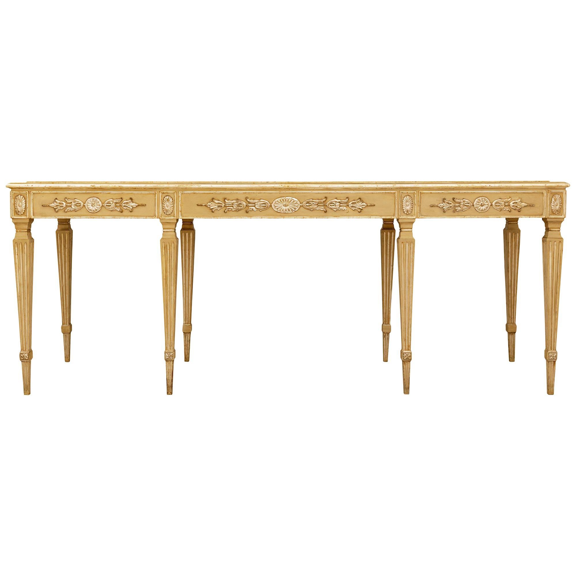 Italian patinated wood, faux painted marble, and Silvered Mecca center table For Sale 6