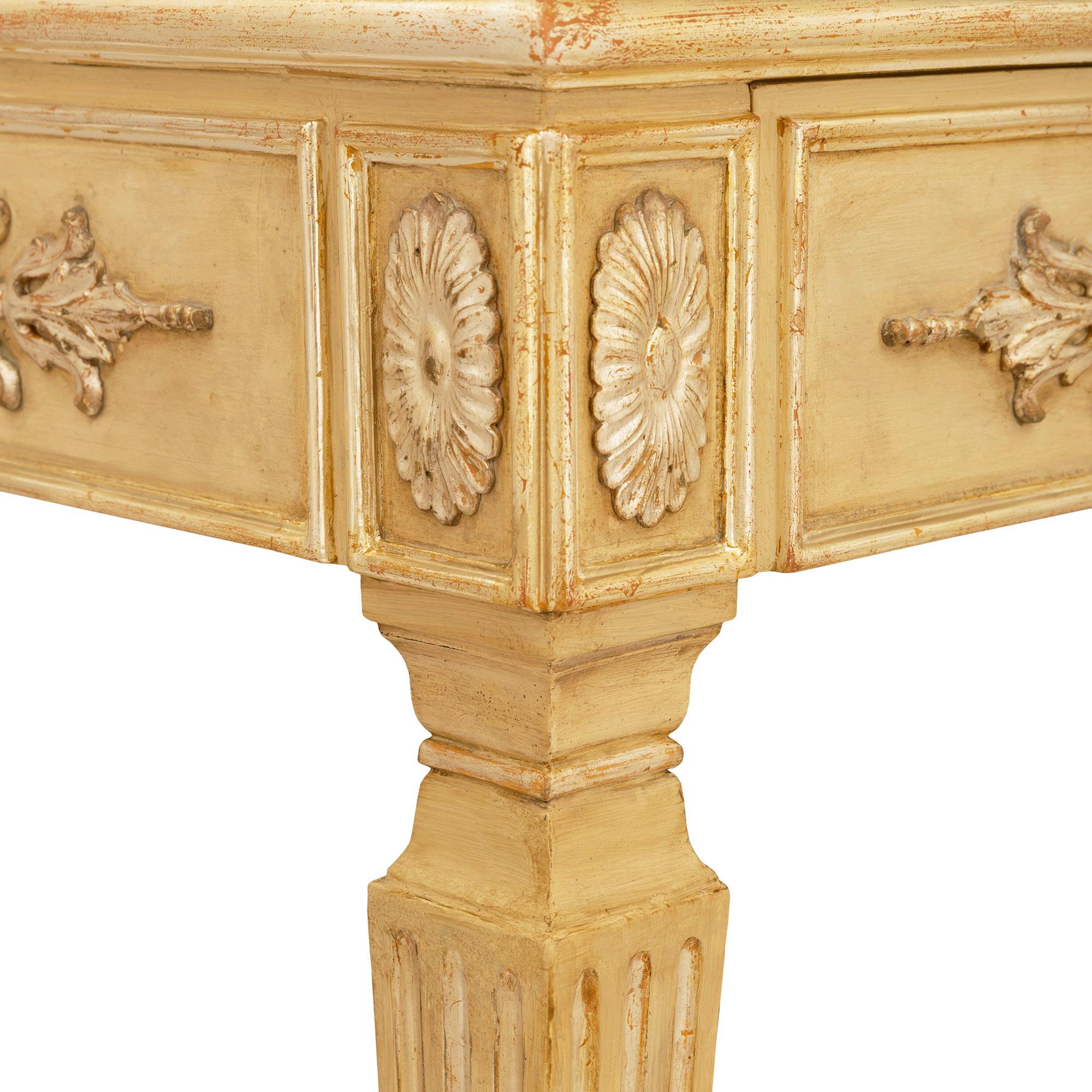Italian patinated wood, faux painted marble, and Silvered Mecca center table For Sale 1