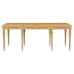 Italian patinated wood, faux painted marble, and Silvered Mecca center table
