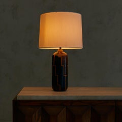 Italian Patterned Ceramic Table Lamp with Shade, 1990s