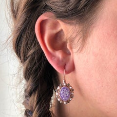 Italian Pearls and Crystals Flower Cameo Earrings