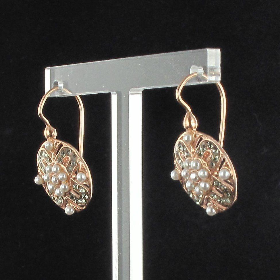 Baroque Italian Pearls and Crystals Lever, Back Earrings