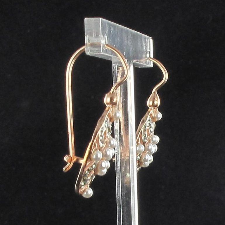 Italian Pearls and Crystals Lever, Back Earrings 1