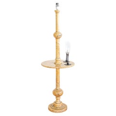Italian Pedestal Alabaster Lamp with Shelf Mid Century Hollywood Regency 1950s