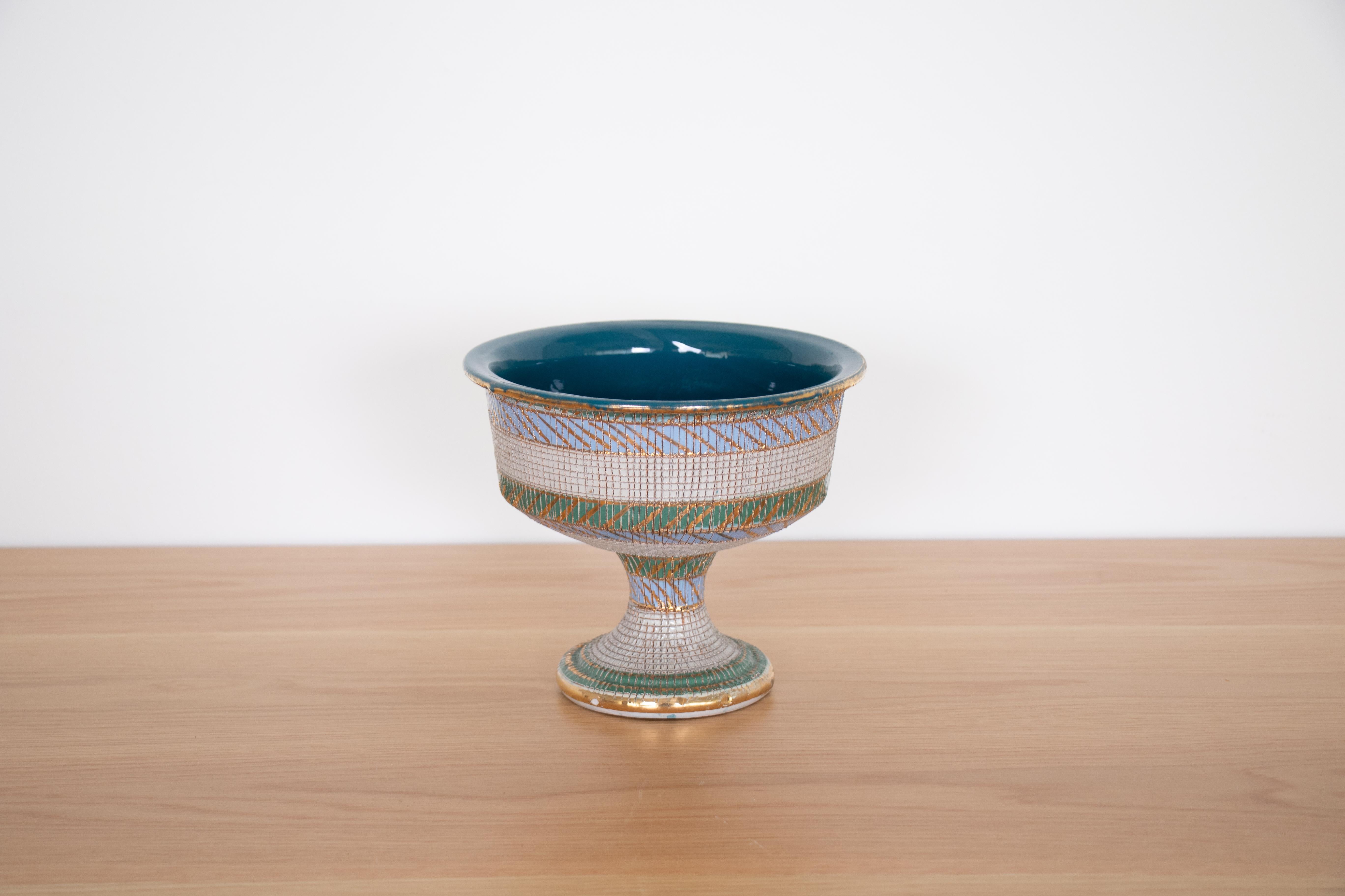 Italian footed pedestal bowl by Aldo Londi for Bitossi. Part of the 
