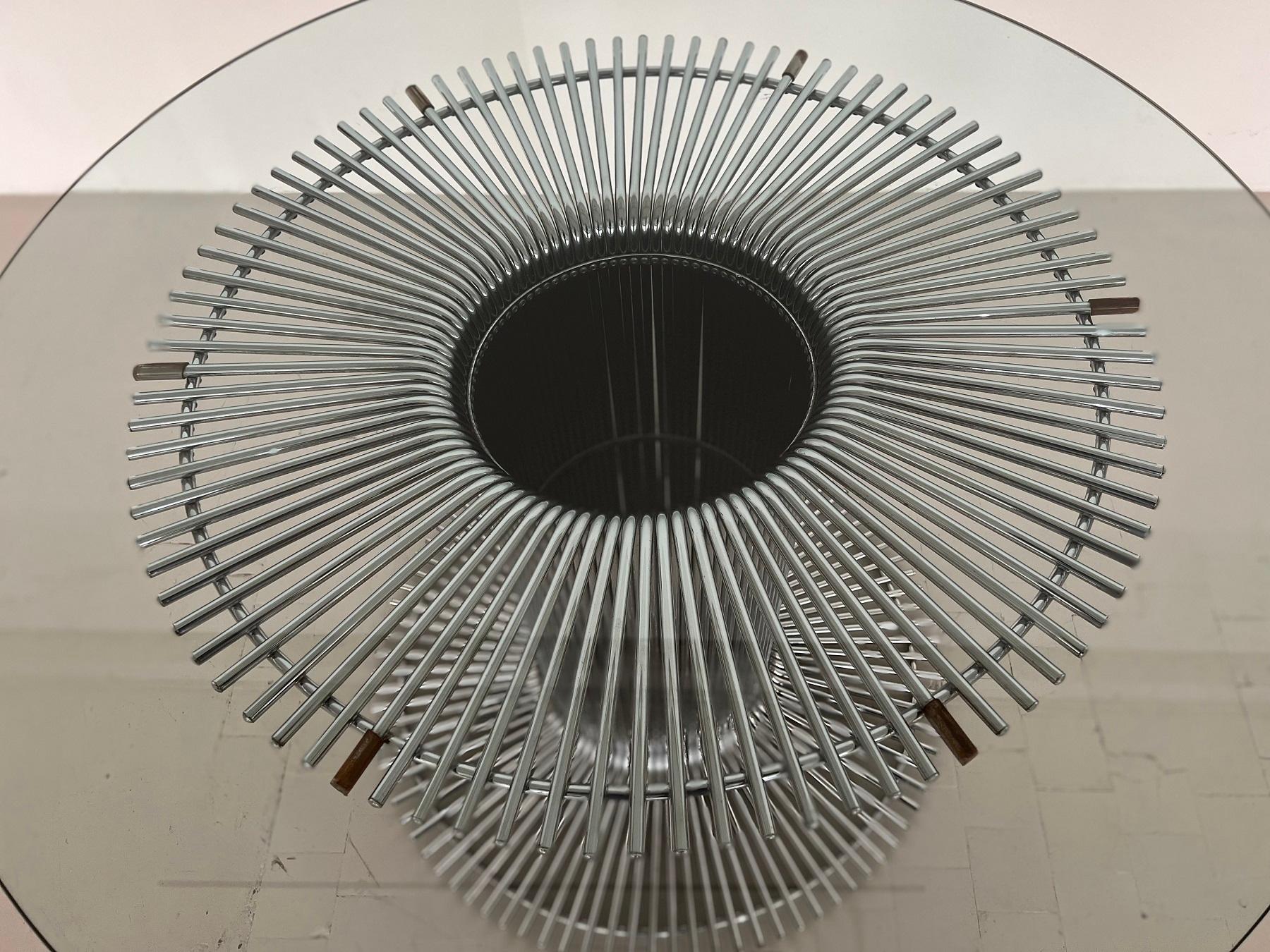 Table de salle à manger italienne à piédestal en chrome et verre, années 1970 en vente 5
