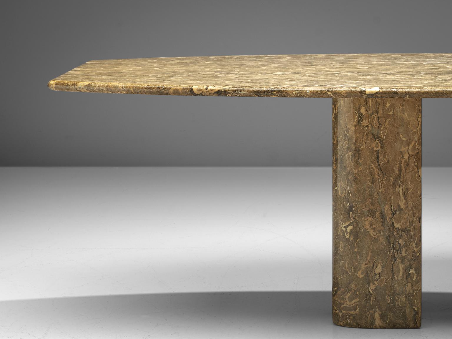 Mid-Century Modern Italian Pedestal Dining Table in Marble