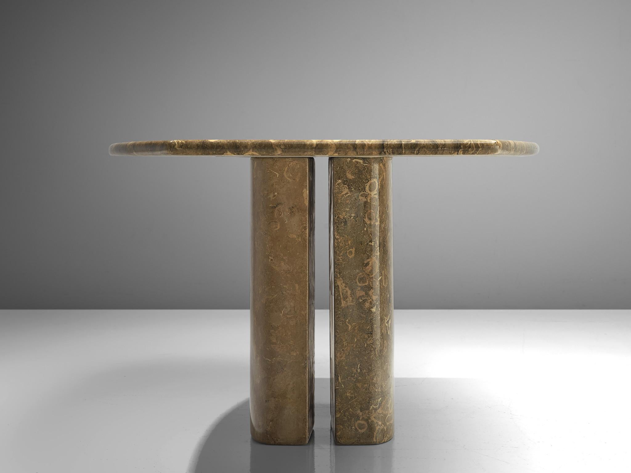 Late 20th Century Italian Pedestal Dining Table in Marble 