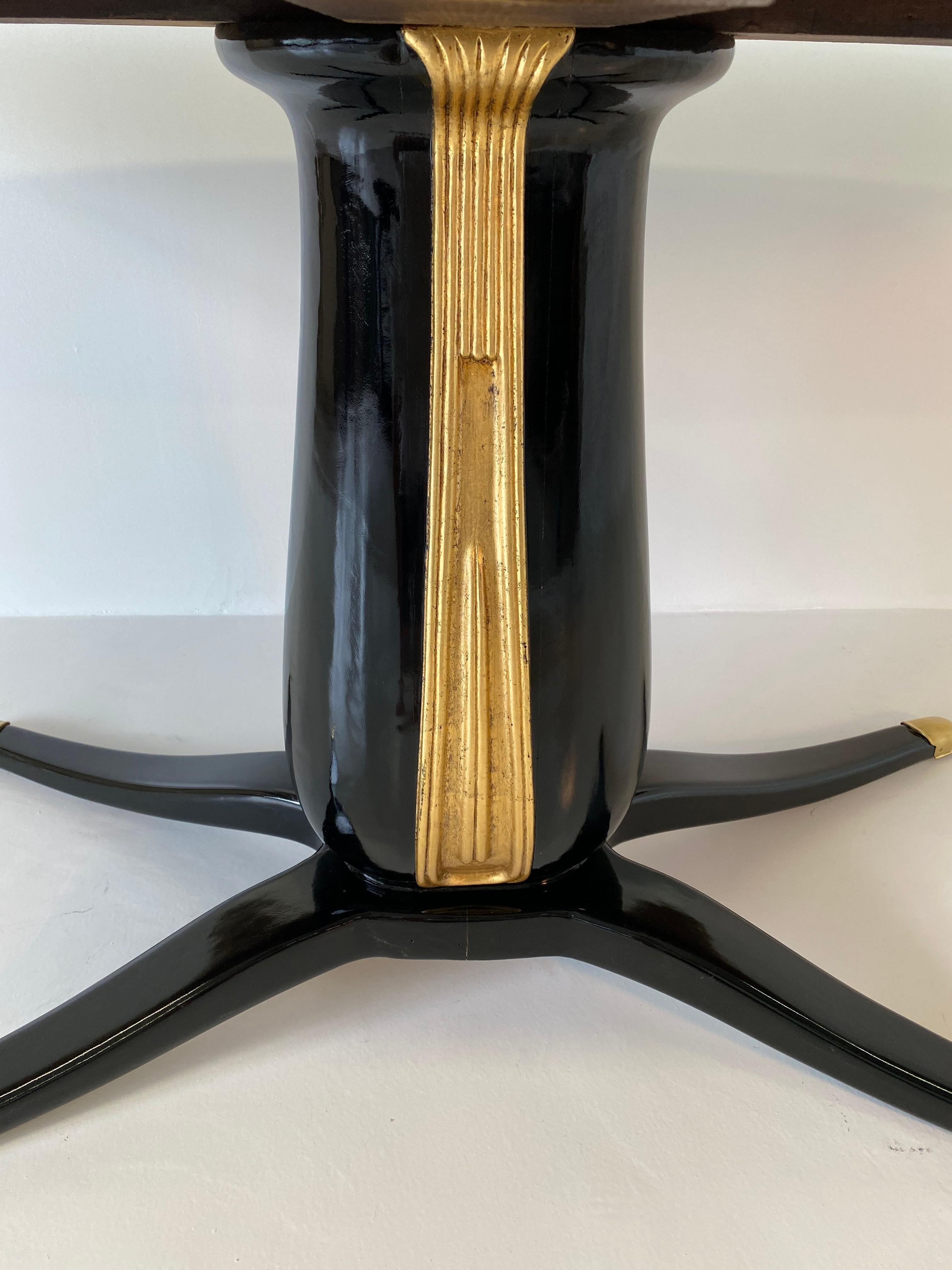 Mid-20th Century Italian Pedestal Dining Table in Parchment and Gold Leaf, 1950s