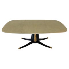 Italian Pedestal Dining Table in Parchment and Gold Leaf, 1950s