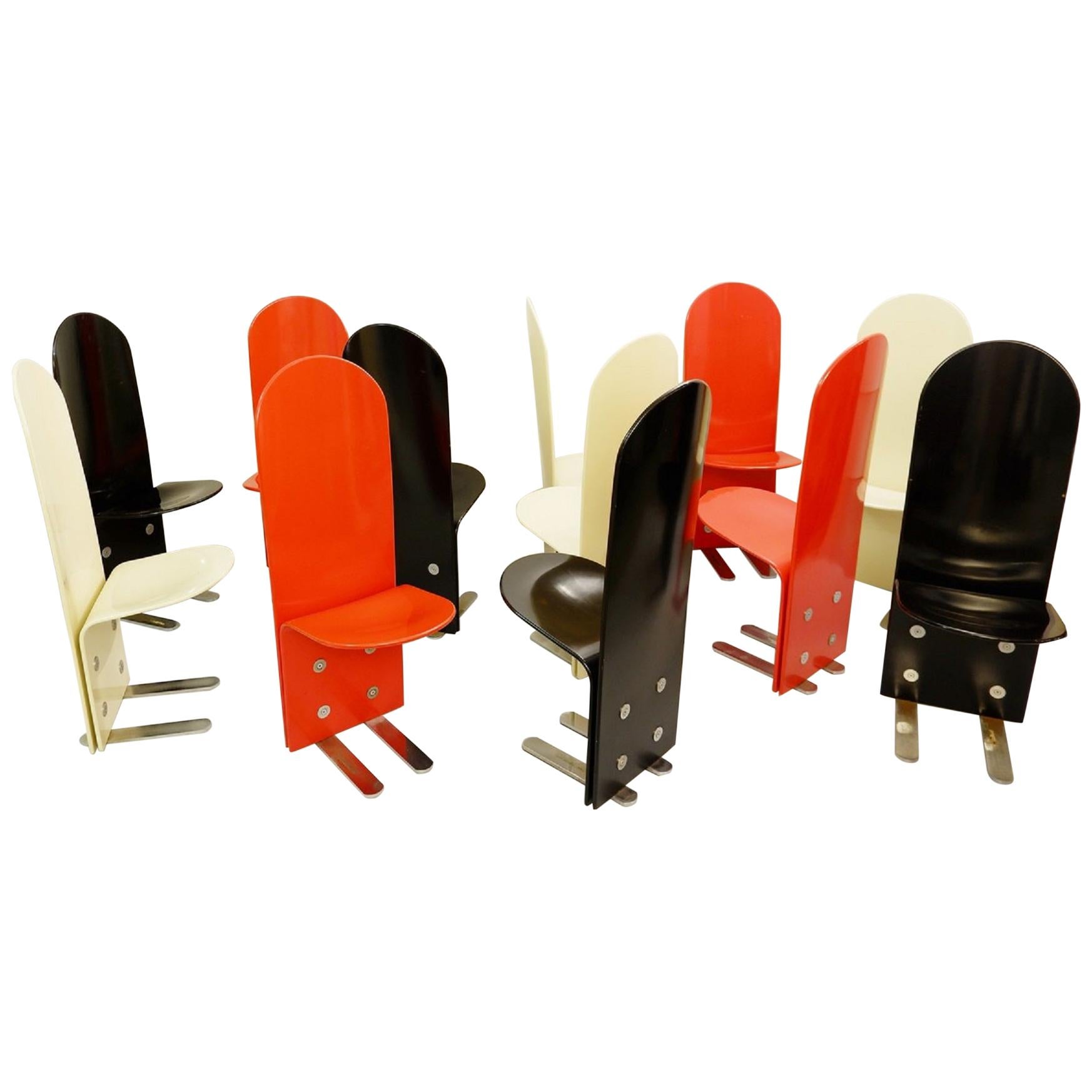 Italian Pellicano Chairs by Luigi Saccardo for Arrmet, 1970s, Set of 12