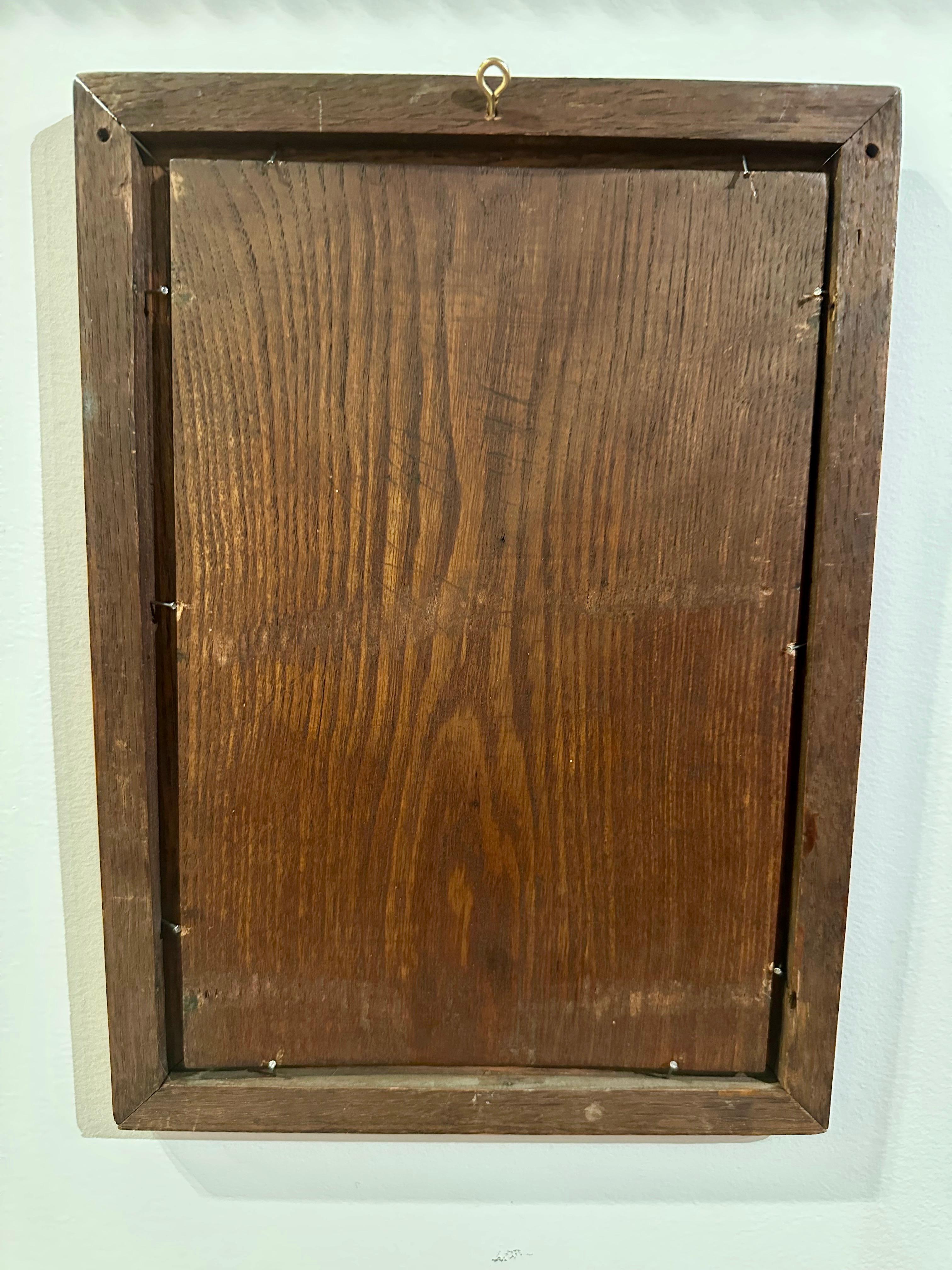 Plaque italienne en bois fruitier travaillé à la plume et en intarsia, signée A Gargiulo, fin du 19e siècle. en vente 2