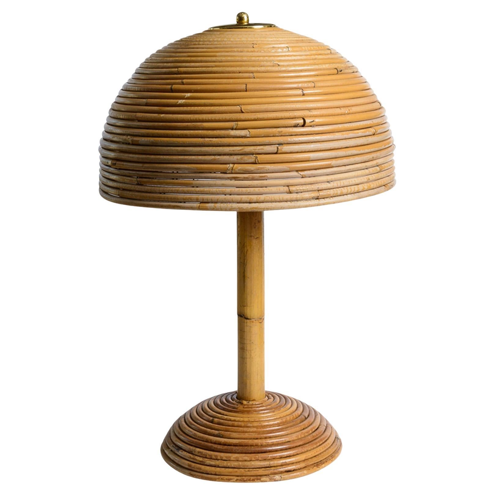 Lampe de table italienne crayon en bambou dans le style de Gabriella Crespi, années 960