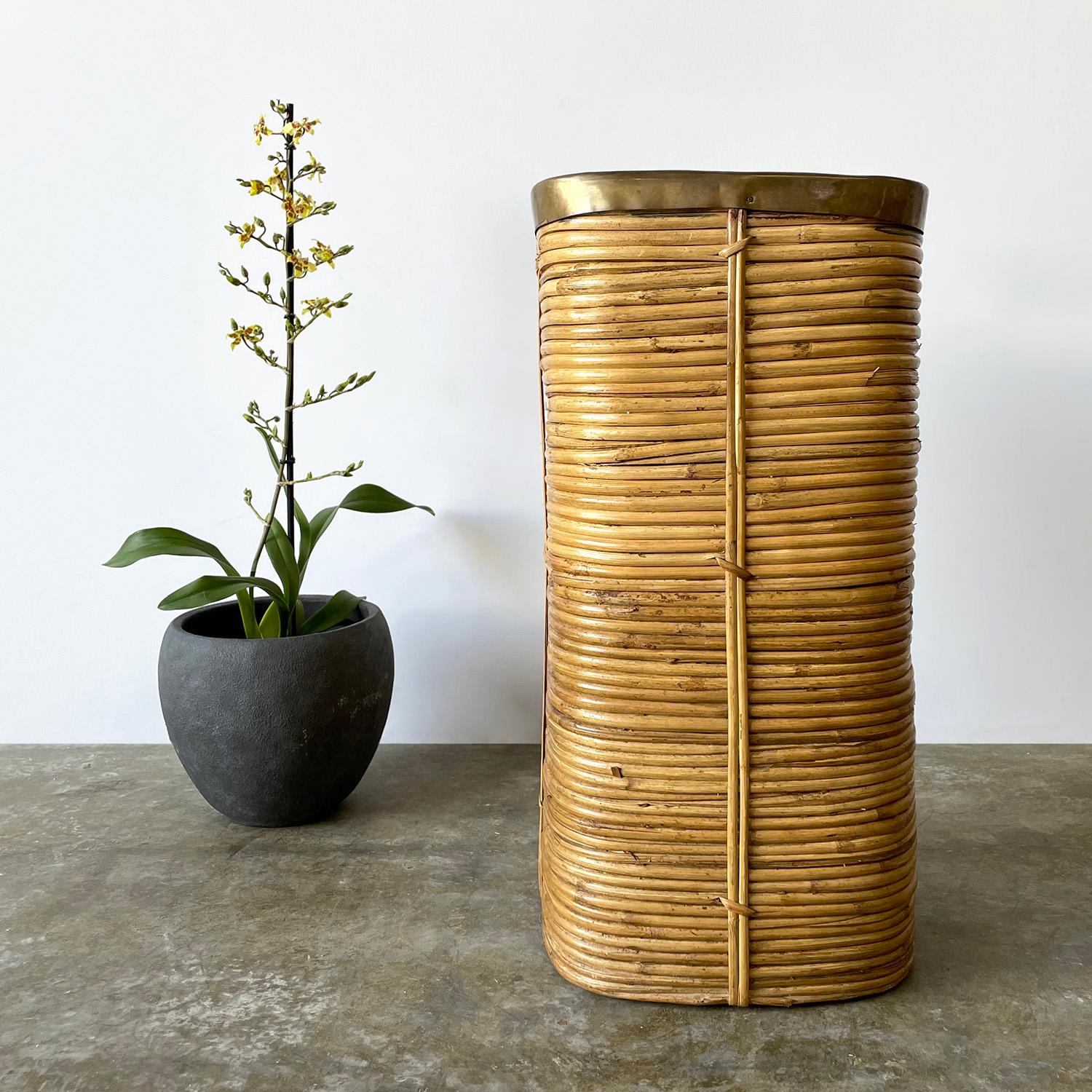 Italian Pencil Reed Bamboo Planter Bin in the style of Gabriella Crespi For Sale 4