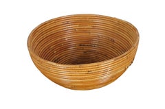 Italian Pencil Reed Coiled Bamboo Rattan Farmhouse Planter Bowl Basket 15"