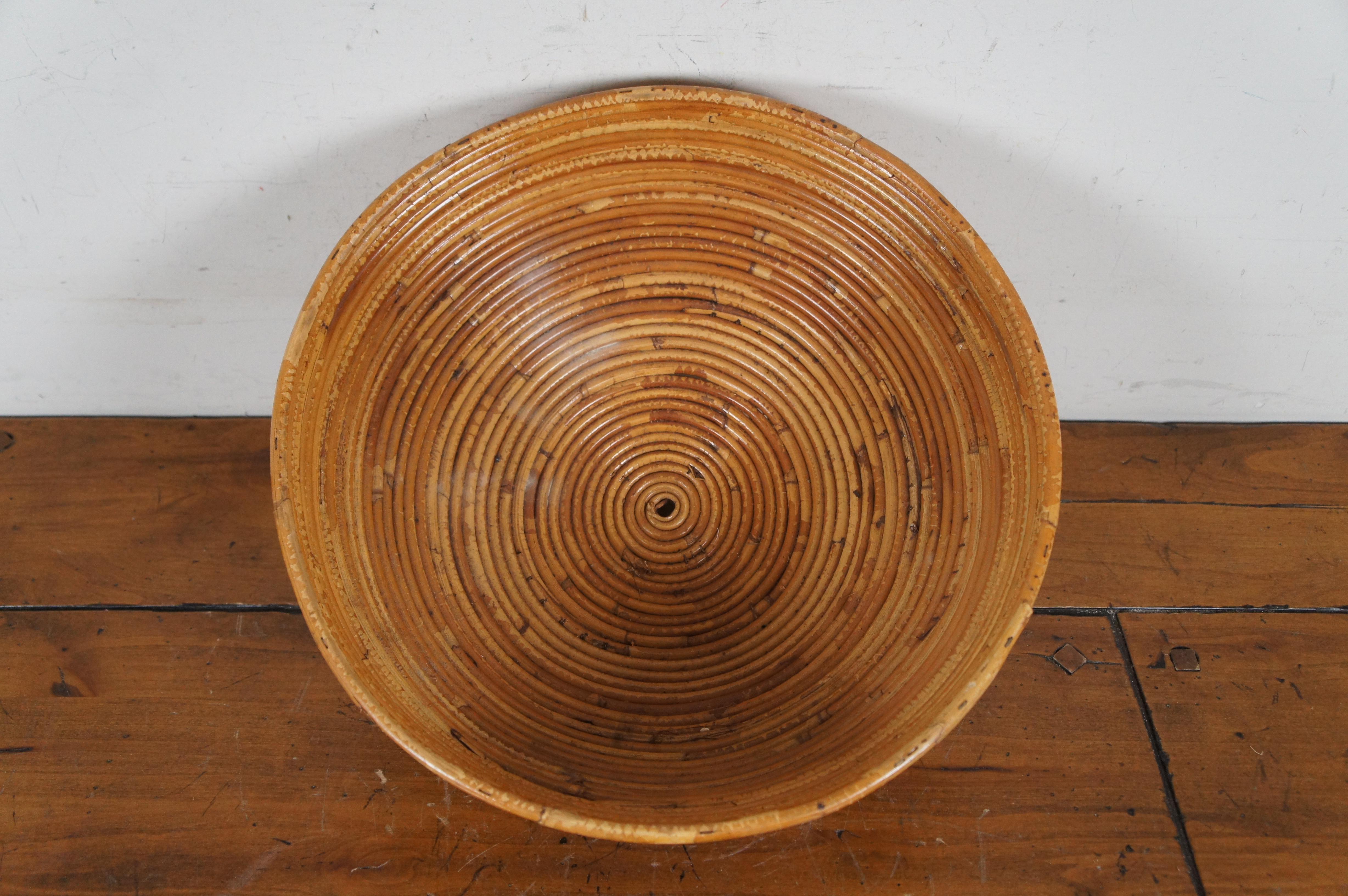 Italian Pencil Reed Coiled Bamboo Rattan Farmhouse Planter Bowl Basket 15
