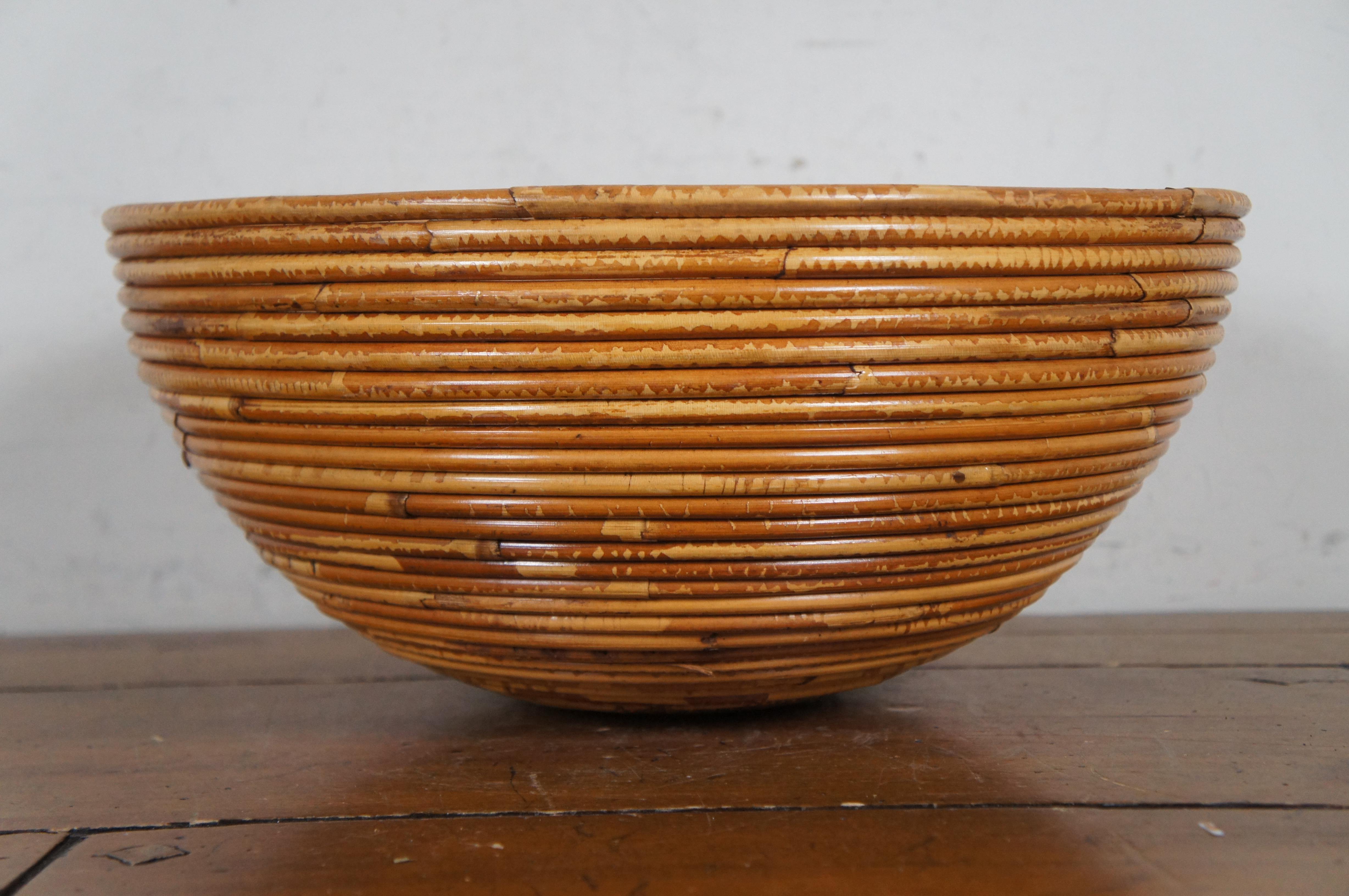Italian Pencil Reed Coiled Bamboo Rattan Farmhouse Planter Bowl Basket 15