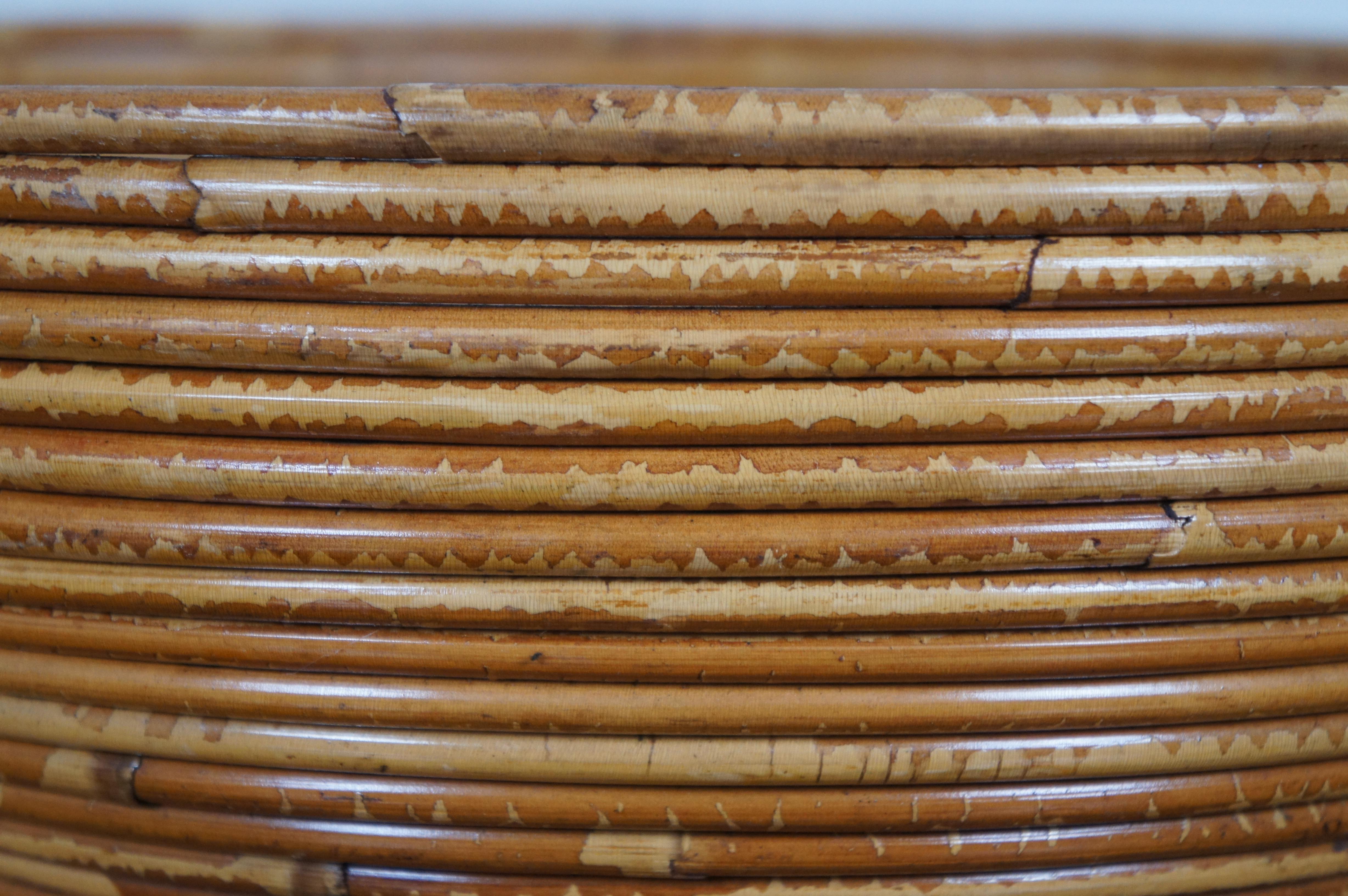 Italian Pencil Reed Coiled Bamboo Rattan Farmhouse Planter Bowl Basket 15