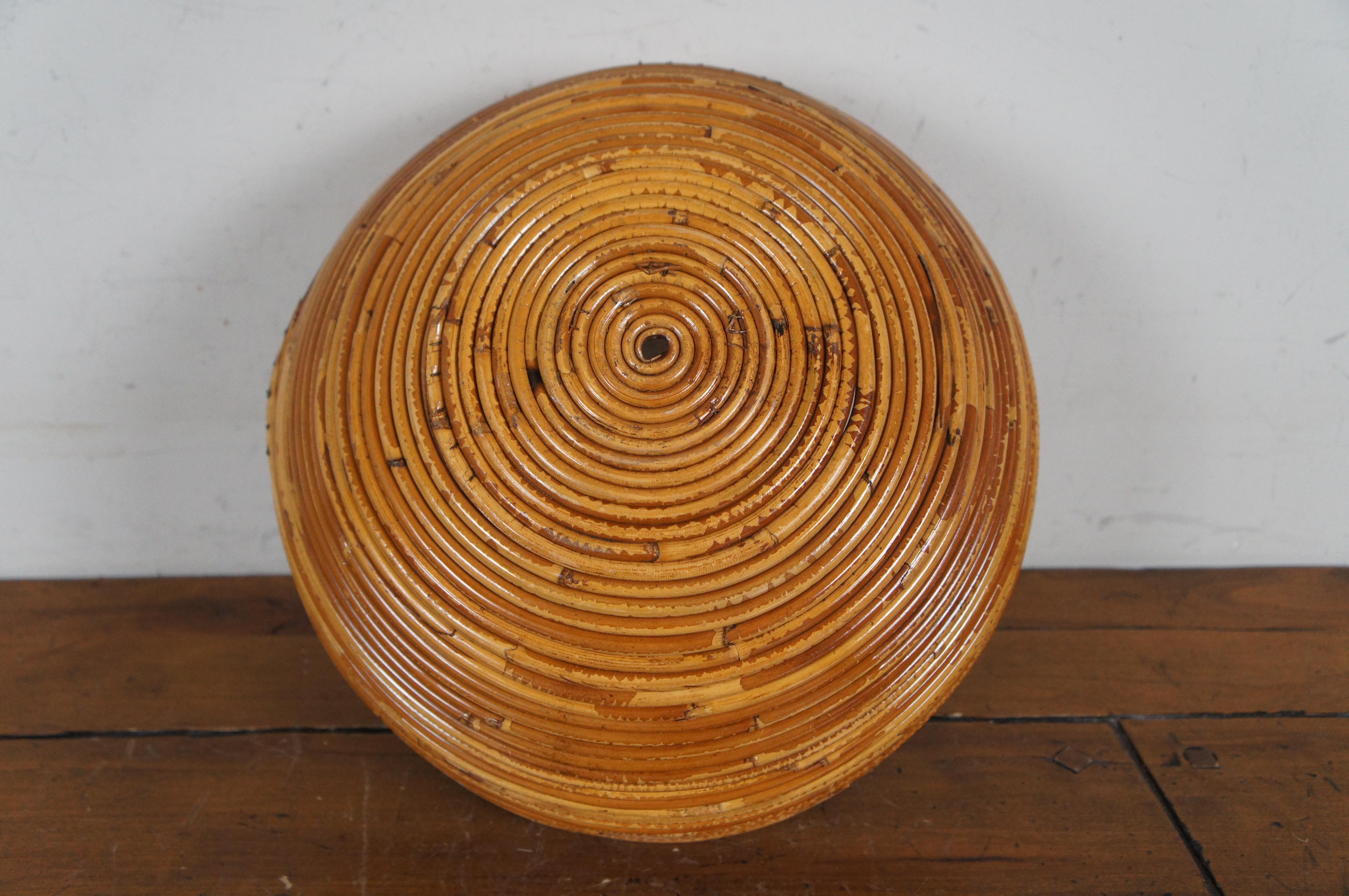 Italian Pencil Reed Coiled Bamboo Rattan Farmhouse Planter Bowl Basket 15