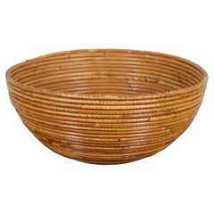 Italian Pencil Reed Coiled Bamboo Rattan Farmhouse Planter Bowl Basket 15"
