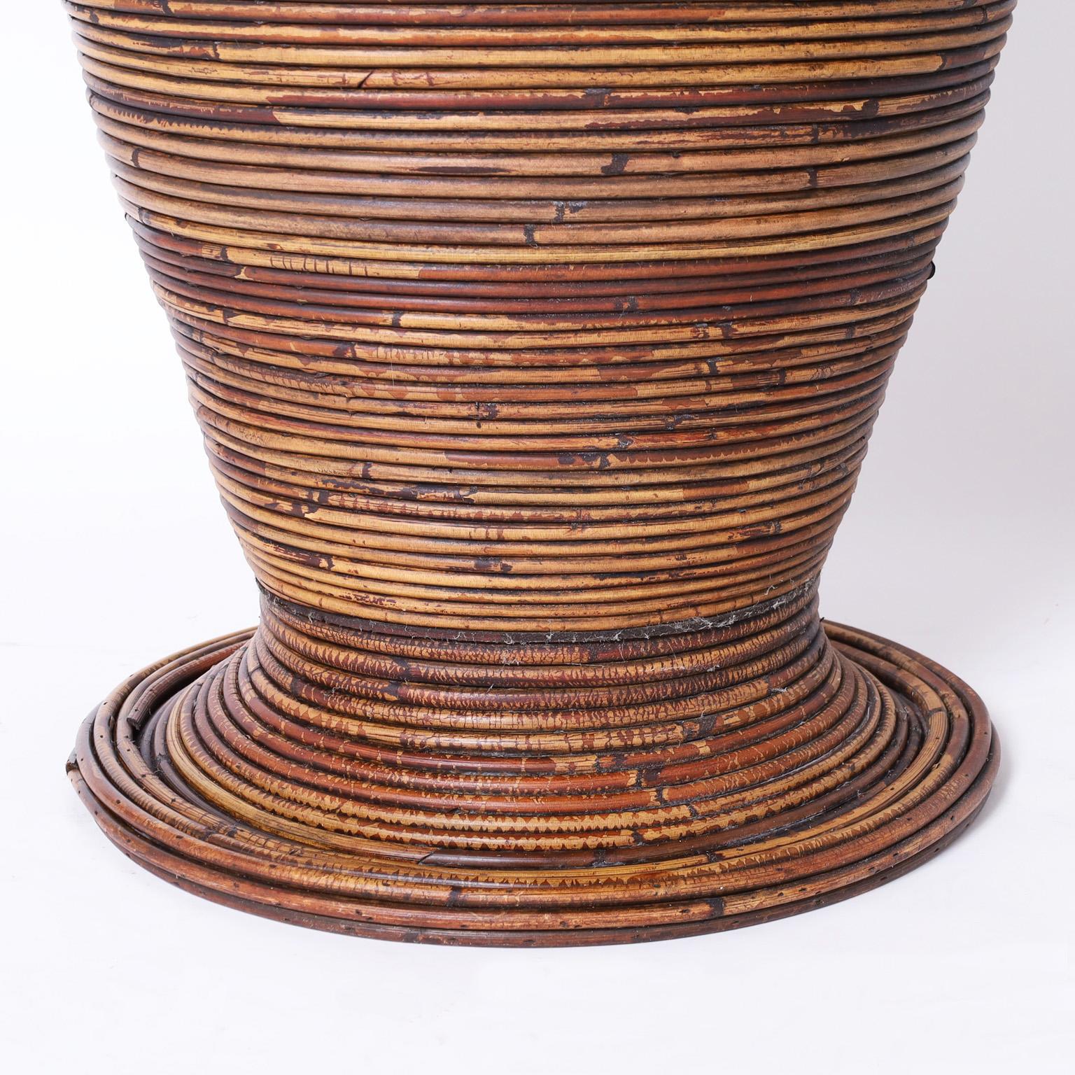 Mid-Century Modern Italian Pencil Reed Floor Vase or Urn For Sale