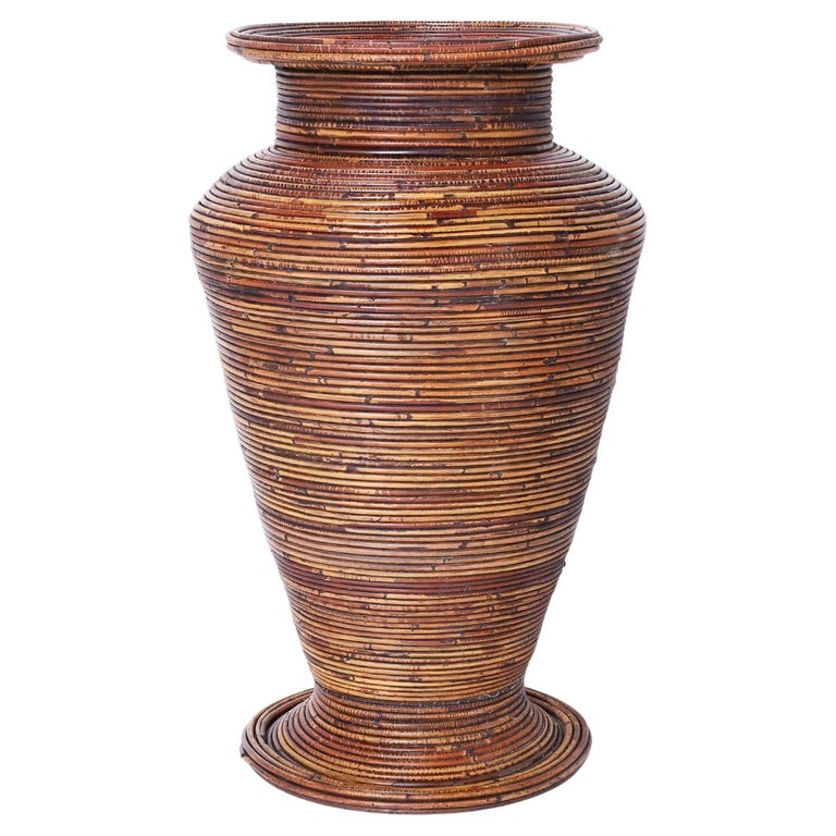 Italian Pencil Reed Floor Vase or Urn For Sale at 1stDibs