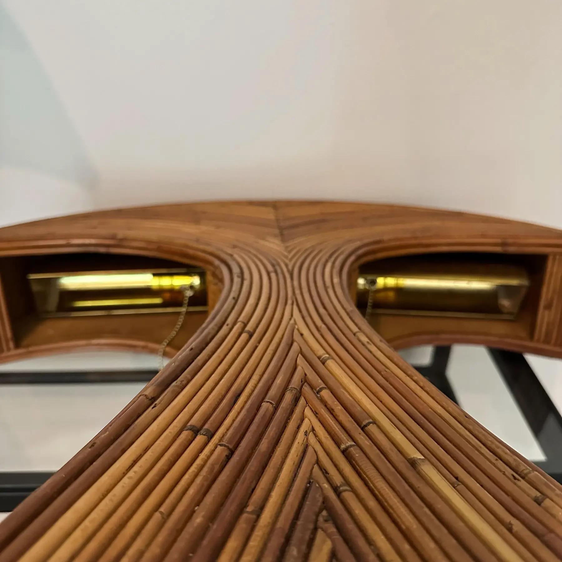 Rotin Lampes de table italiennes en forme de palmier, 1970 en vente