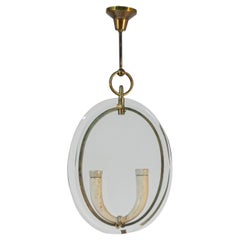 Vintage Italian Pendant Attributed to Gio Ponti in Brass and Art Glass