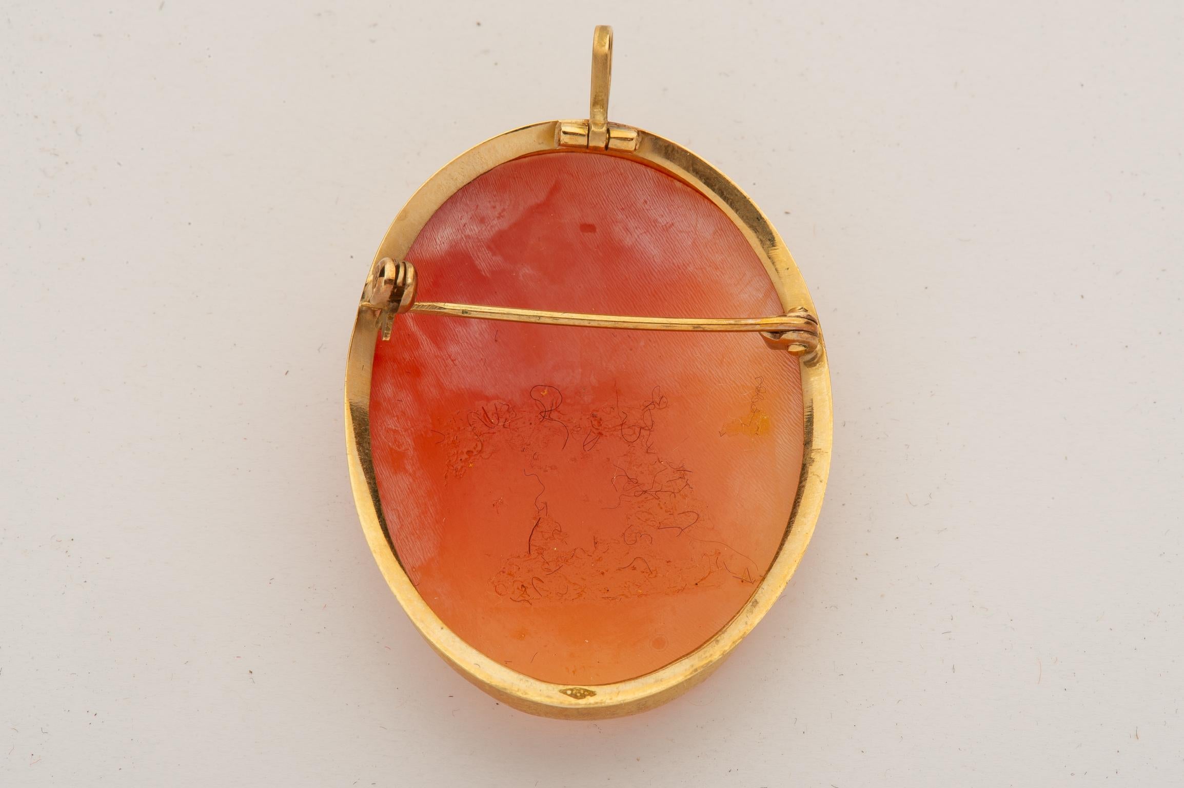 Beaux Arts Italian Pendant Cameo on Gold For Sale