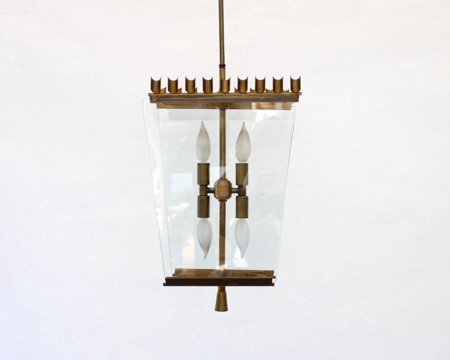 Italian Pendant Chandelier Attributed to Fontana Arte circa 1940 In Good Condition For Sale In Chicago, IL