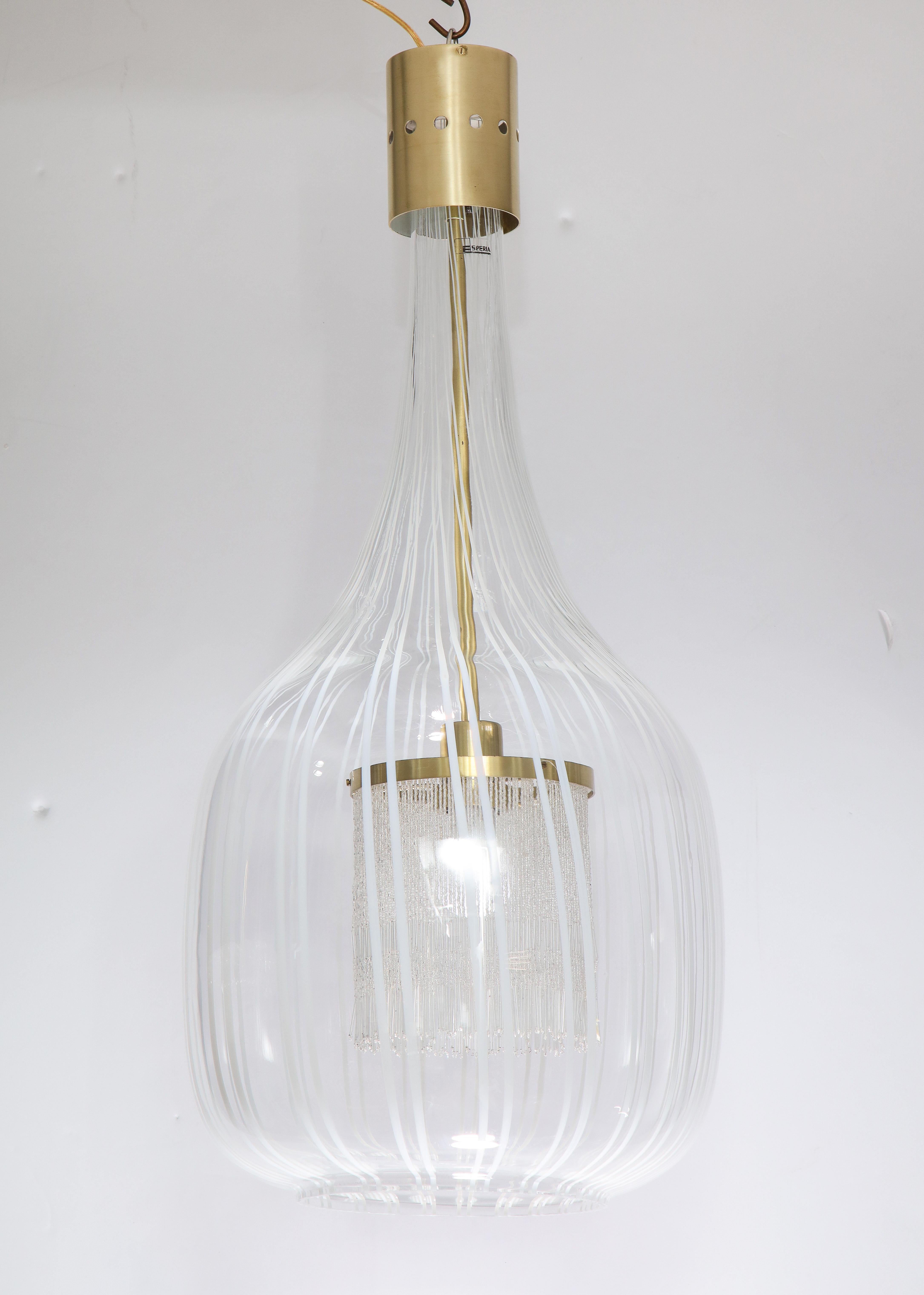 Brass Italian Pendant Chandelier by Angelo Brotto for Esperia For Sale