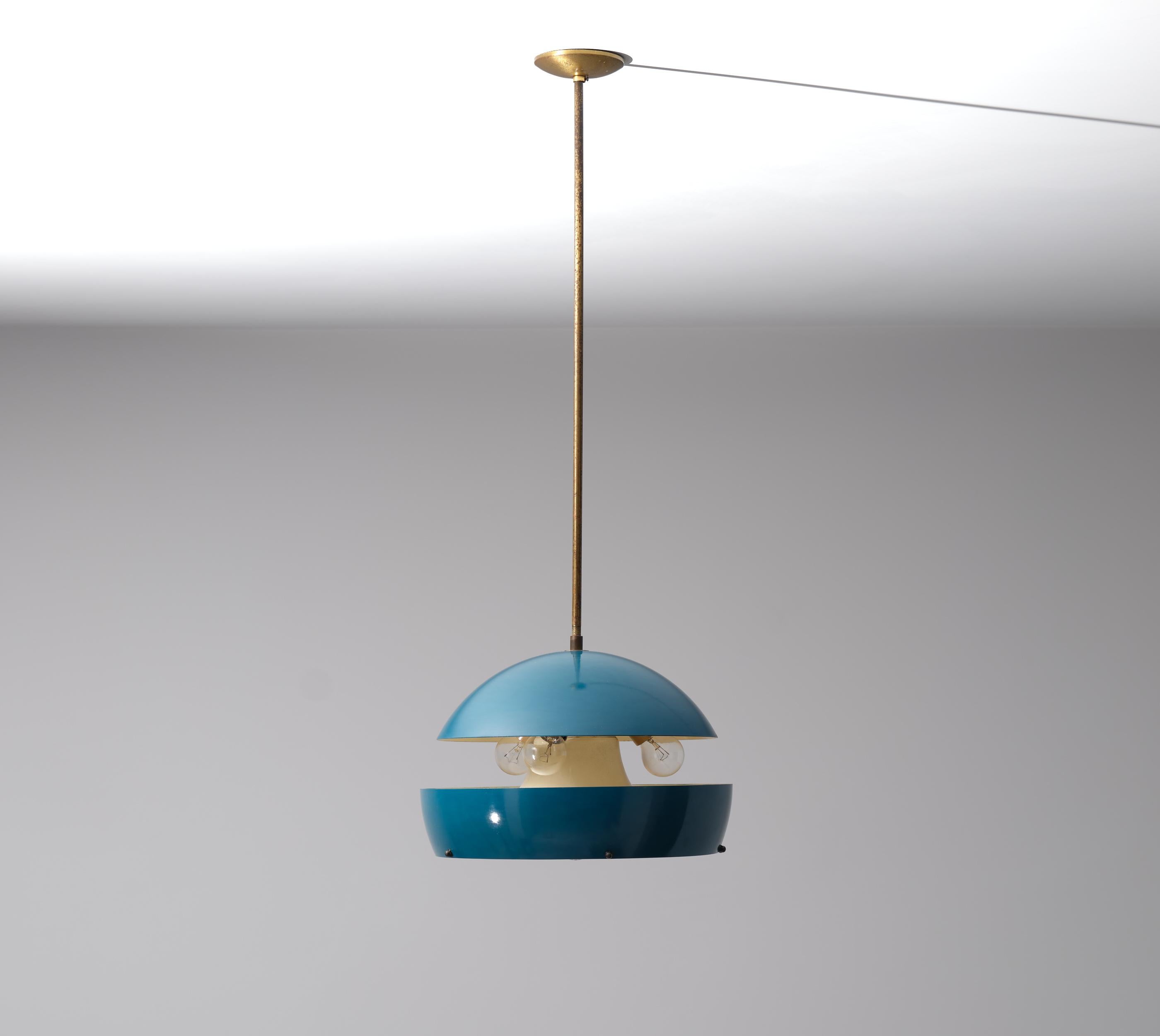 Italian Pendant Chandelier, Modern Design of the 50s For Sale 6