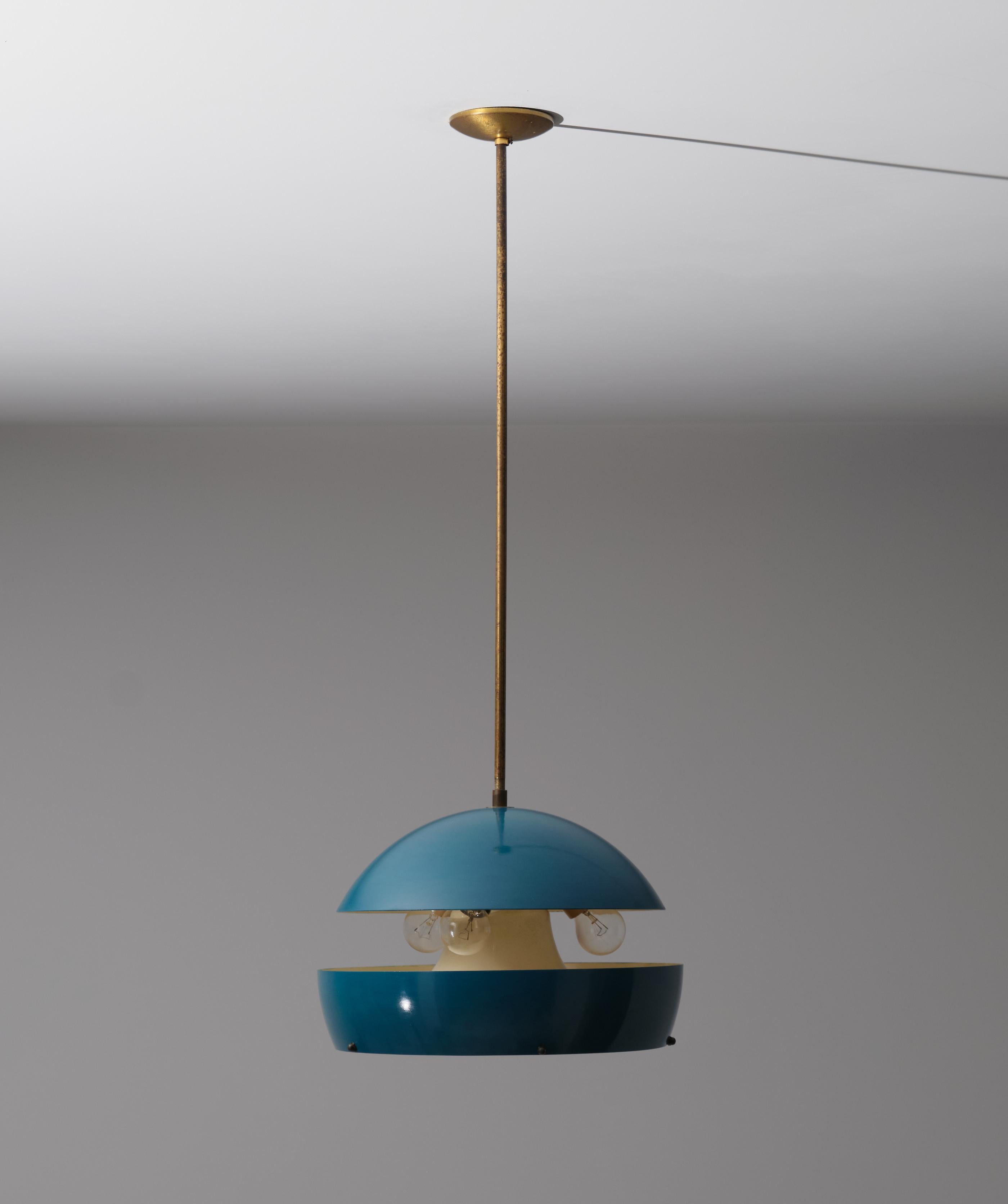 Italian Pendant Chandelier, Modern Design of the 50s For Sale 2