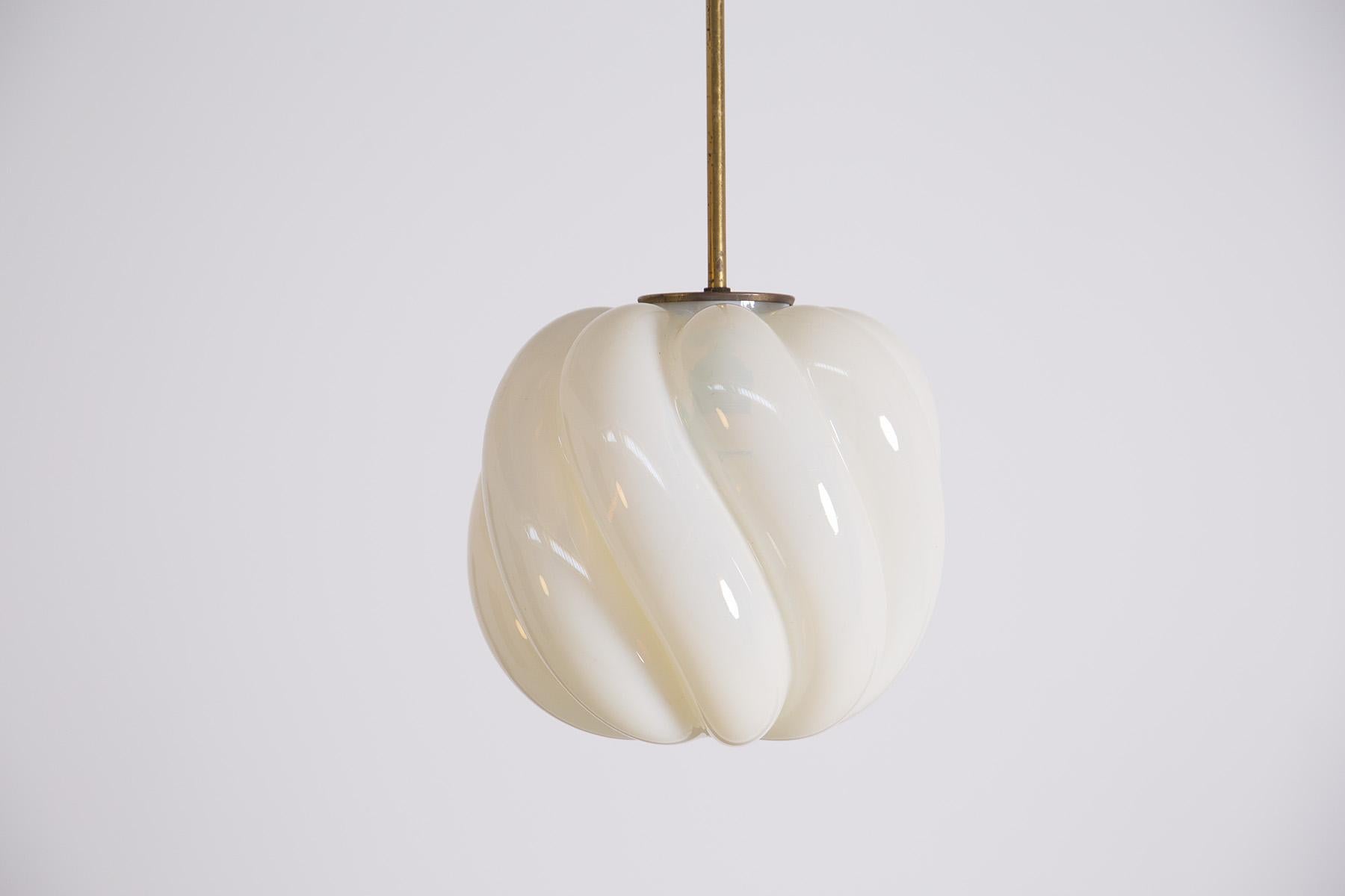 Italian Pendant in Brass and White Glass 2