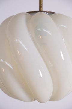 Italian Pendant in Brass and White Glass