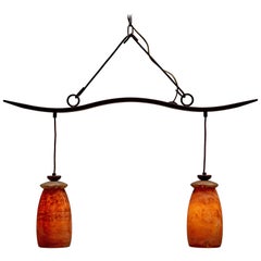 Italian Pendant in Marble and Wrought Iron