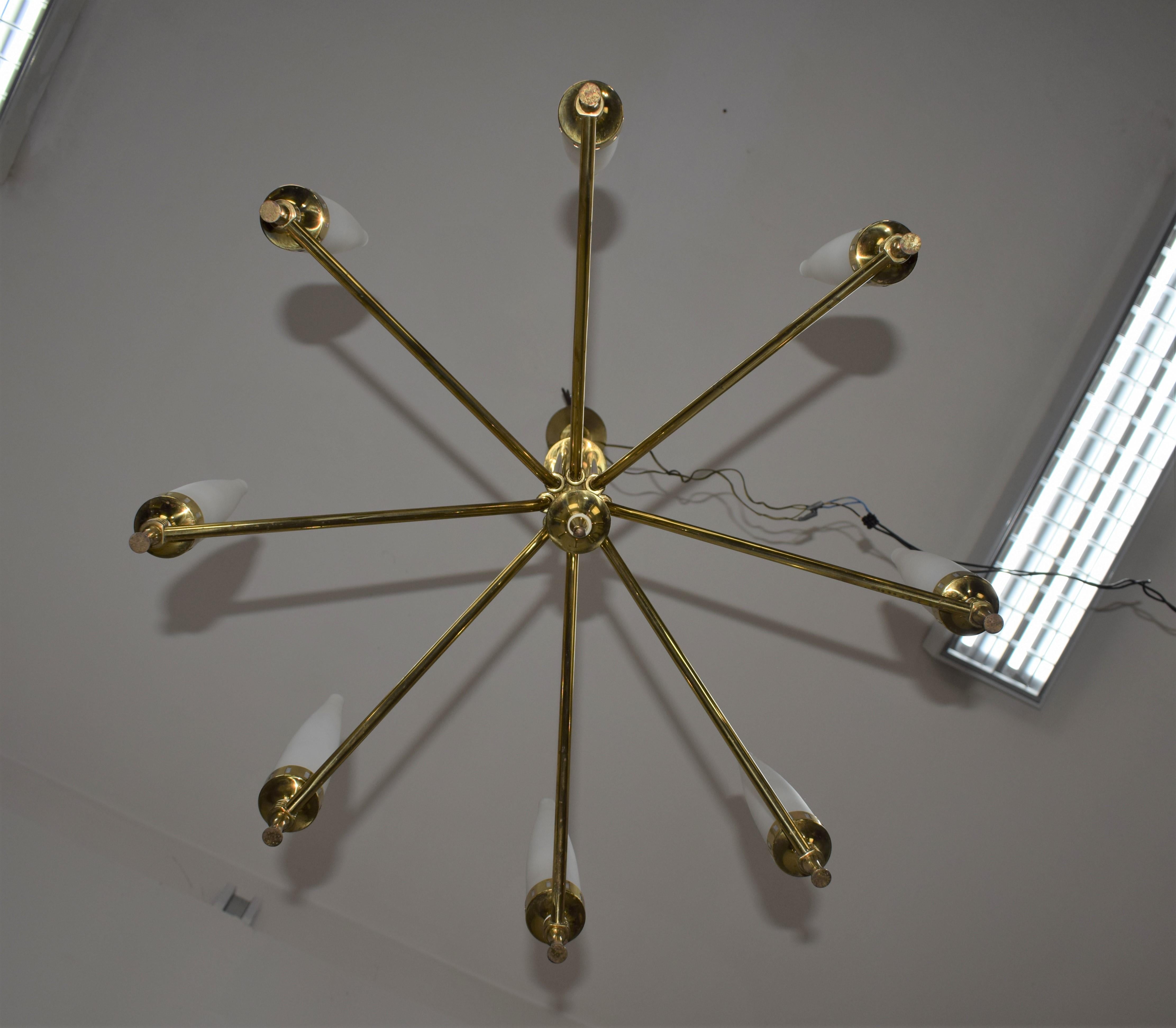 Opaline Glass Italian Pendant Lamp by Stilnovo, 1950s