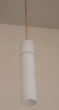 Italian pendant lamp by Stilnovo, opaline glass and brass, 1960s